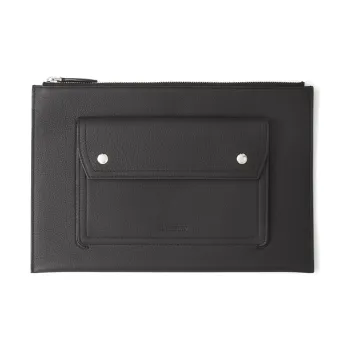 Burberry Pocket Bag Grain Texture Leather Storage Bag Handheld Knife Men's Black