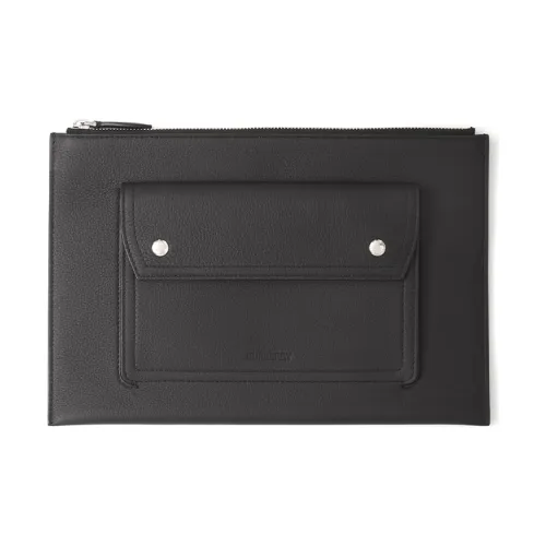 Burberry Pocket Bag Grain Texture Leather Storage Bag Handheld Knife Men's Black