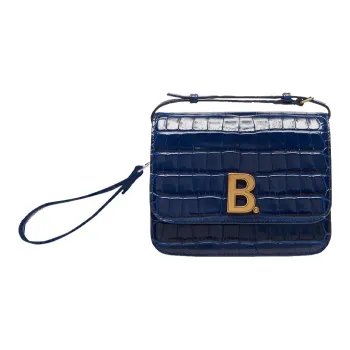Balenciaga Crocodile-Embossed Calfskin Handheld Shoulder Bag Crossbody Bag Women's Navy