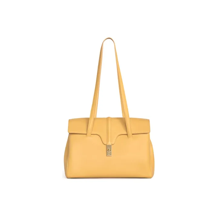 CELINE 16 Cow Leather Handbag Handbag Medium Size Women's Yellow-3