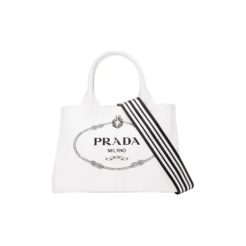 PRADA Canvas Canvas Bag One Shoulder Handbag Women's White