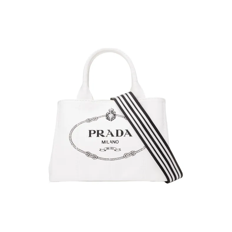 PRADA Canvas Canvas Bag One Shoulder Handbag Women's White-0