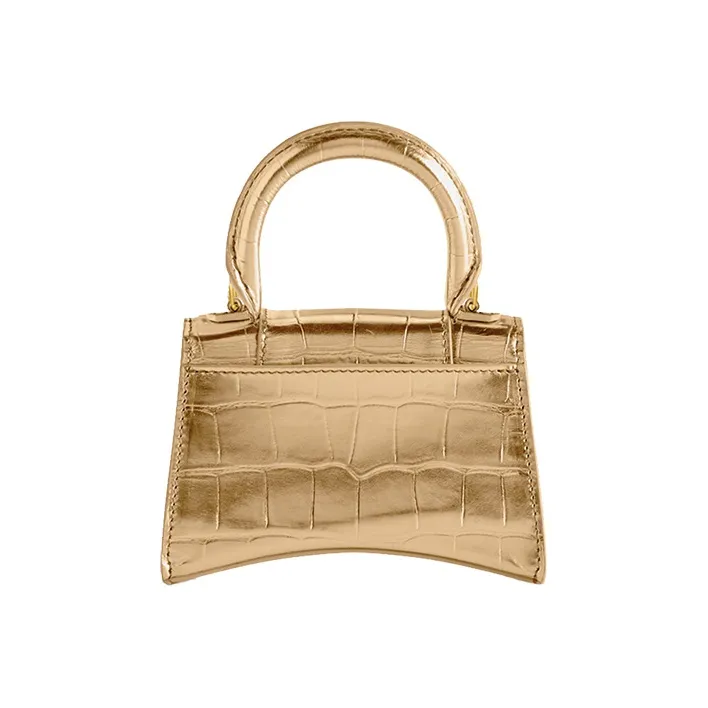 Balenciaga Hourglass Calfskin Handbag Mini Women's Gold-2