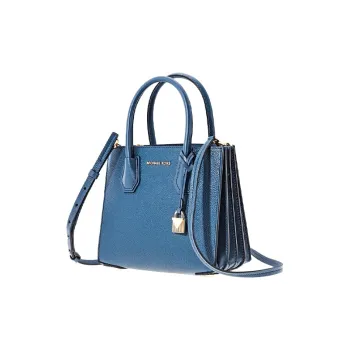 MICHAEL KORS Mercer Leather Trunk Bag, Crossbody Handbag Medium Size Women's Dark Blue