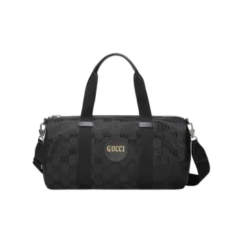 GUCCI Off The Grid Nylon With Leather Travel Bag, Cylinder Bag, Shoulder Bag, Crossbody Bag, Handbag Unisex Black