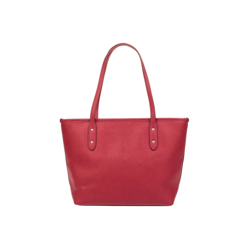 COACH City Zip Tote Leather Tote Bag, Shopping Bag, Shoulder Bag Medium Size Women's Red-1