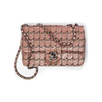 CHANEL Classic Flap CF Woolen Shoulder Bag, Crossbody Bag, Handbag Trumpets Women's Pink/Black/Silver