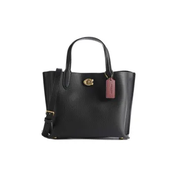 COACH Willow Leather Bucket Bag, Tote Bag, Shopping Bag, Handbag, Crossbody Bag Medium Size Women's Black