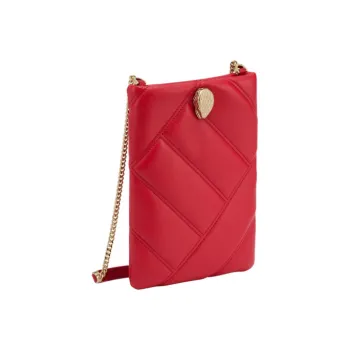 BVLGARI Serpenti Cabochon Calfskin Chain Cell Phone Pouch Crossbody Bag Women's Red