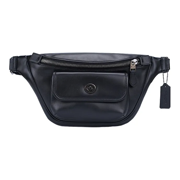 COACH Cow Leather Crossbody Fanny Pack Large Size Men's Black-0