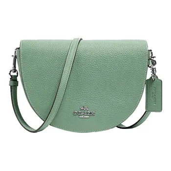 COACH Ellen Leather Saddle Bag, Shoulder Bag, Crossbody Bag Small Size Women's Cameo Brown Green