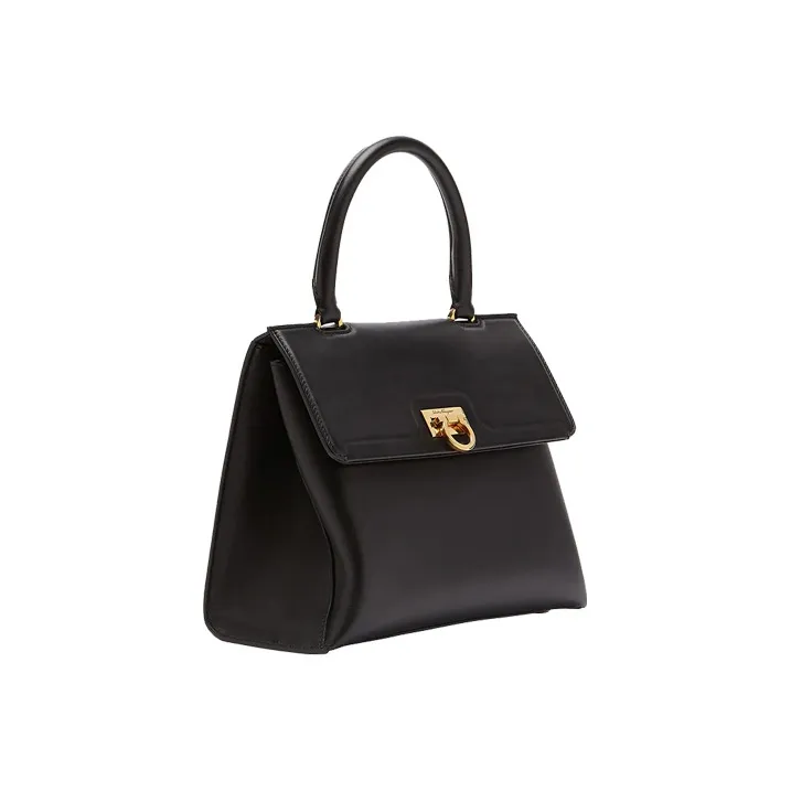 FERRAGAMO Calfskin One Shoulder Handbag Regular Women's Black-2