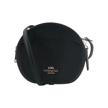 COACH Canteen Leather Small Round Bag, Round Bag, Cell Phone Pouch, Shoulder Bag, Crossbody Bag Women's Black