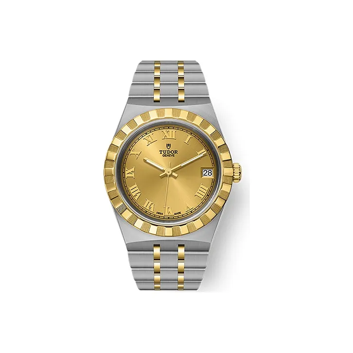 TUDOR Royal Collection Automatic Mechanical Movement Women's Watch Watch 34mm Gold Dial Steel Case Steel Strap-0