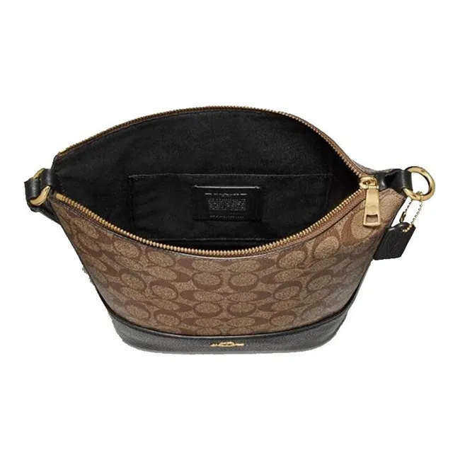 COACH Paxton PVC Hobo Bag Shoulder Bag Crossbody Bag Small Size Women's Khaki Monogram Black-1