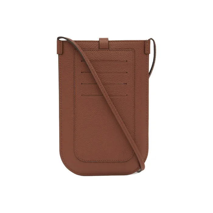 Burberry Grained Leather Cell Phone Pouch Shoulder Bag Crossbody Bag Unisex Tan-5