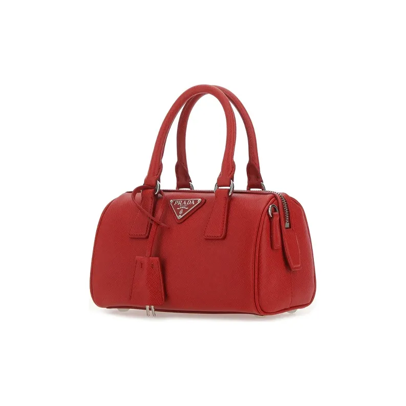 PRADA Saffiano Leather Shoulder Bag Crossbody Bag Handbag Unisex Red-1