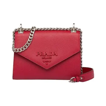 PRADA Saffiano Leather Shoulder Bag Crossbody Bag Women's Fire Red