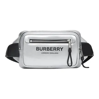 Burberry Cow Leather Fanny Pack Men's Silver