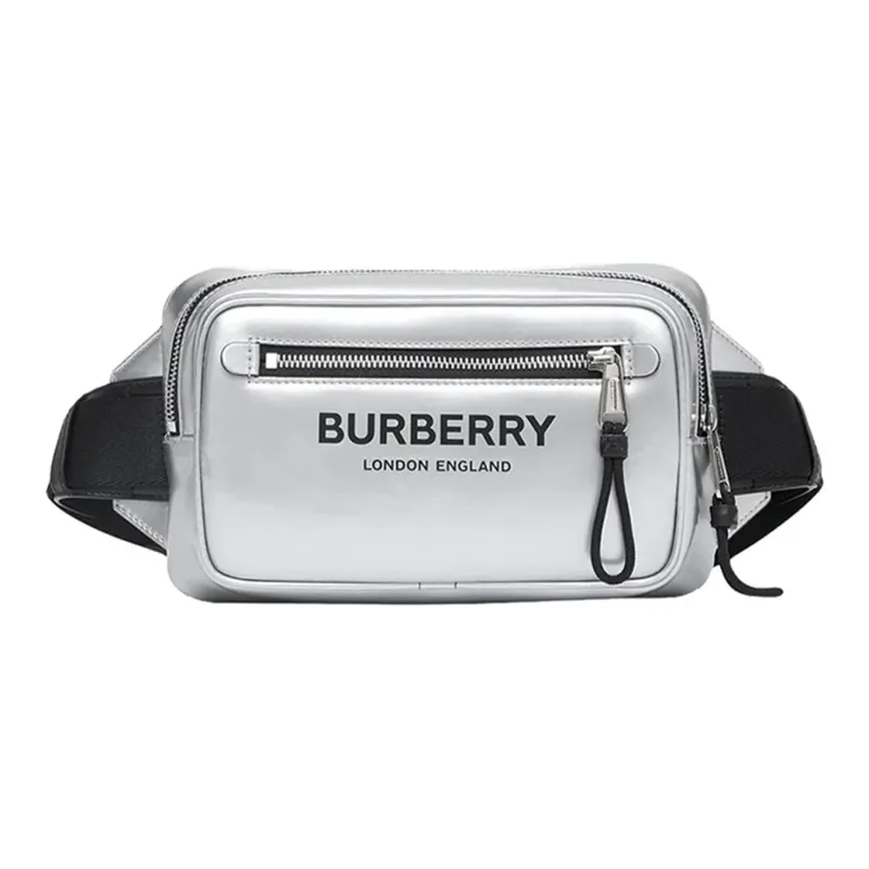 Burberry Cow Leather Fanny Pack Men's Silver-0