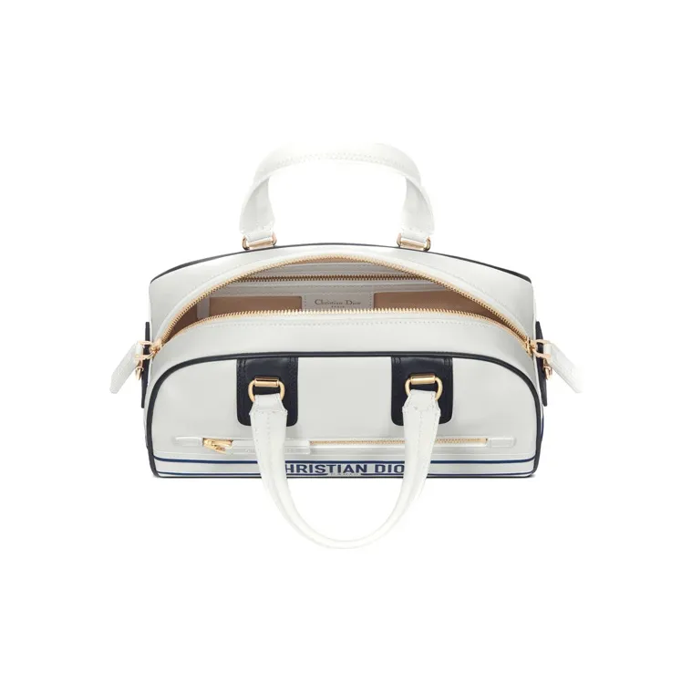 DIOR Smooth Cow Leather Bowling Bag, Shoulder Bag, Crossbody Bag, Handbag Trumpets Women's White-3