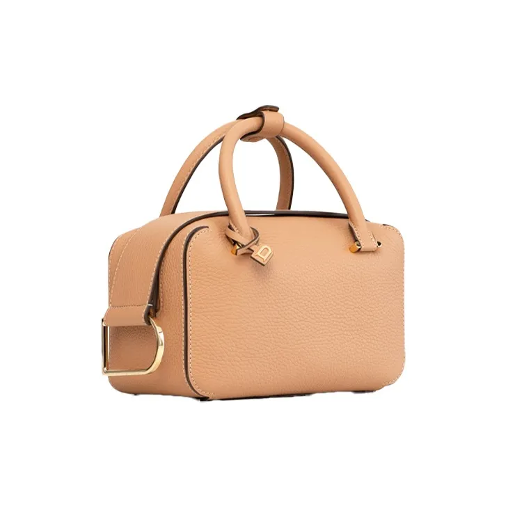 Delvau Cool Bo Grained Calfskin Handbag Shoulder Bag Crossbody Bag Mini Women's Beige-1