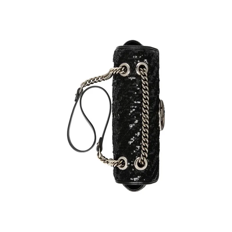 GUCCI GG Marmont Silk Shoulder Bag Crossbody Bag Women's Black-5