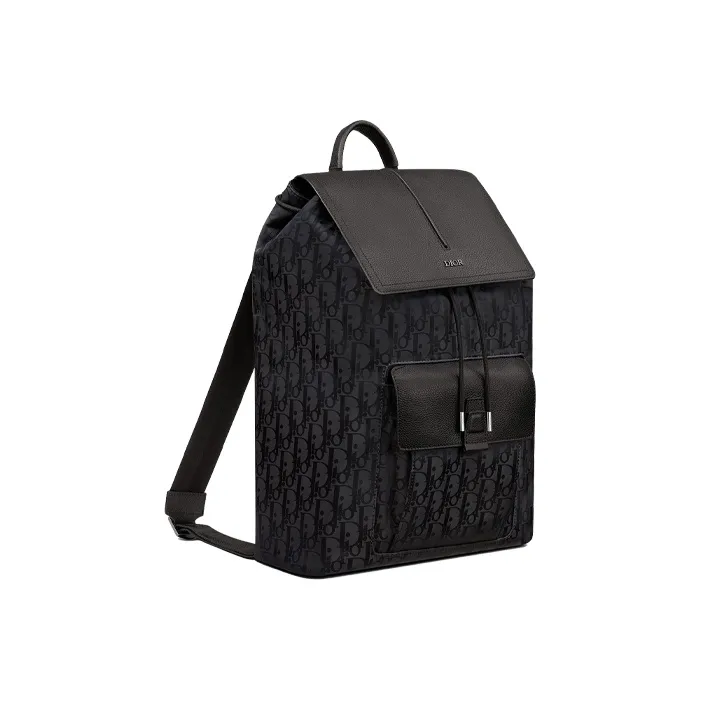 DIOR D-Motion Technical Fabric Grained Cow Leather Patchwork Backpack Regular Men's Black-1