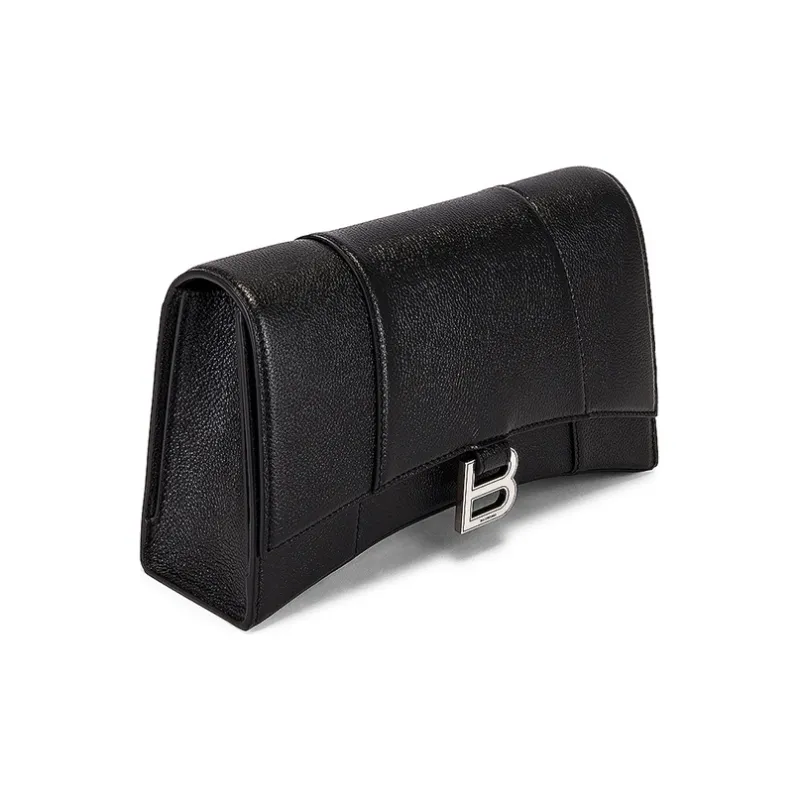 Balenciaga Hourglass Grained Calfskin Hourglass Bag Handbag Small Size Women's Black-1