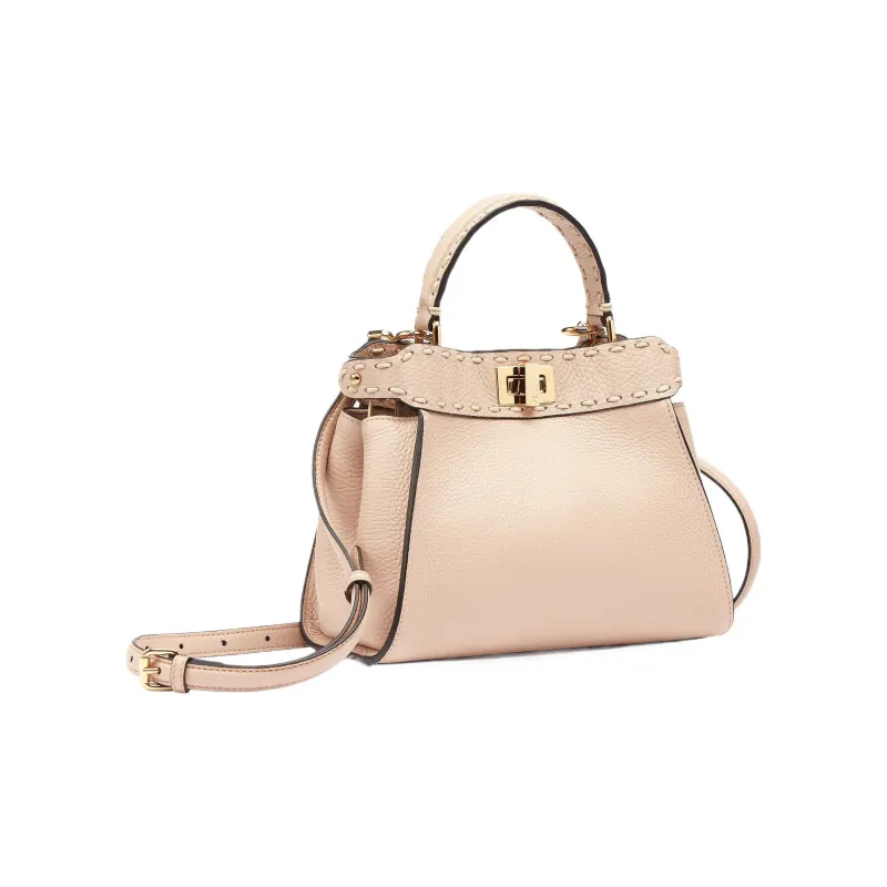 FENDI Peekaboo Grained Leather Shoulder Bag Crossbody Bag Handbag Mini Women's Pink-2