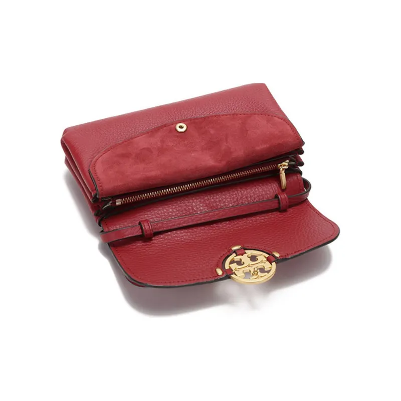 TORY BURCH Miller Leather Shoulder Bag Women's Rosehip Red-5