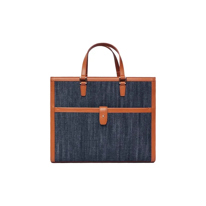 Julychagall Denim Tote Bag, Shopping Bag, Shoulder Bag, Handbag Women's Denim/Light Brown-1