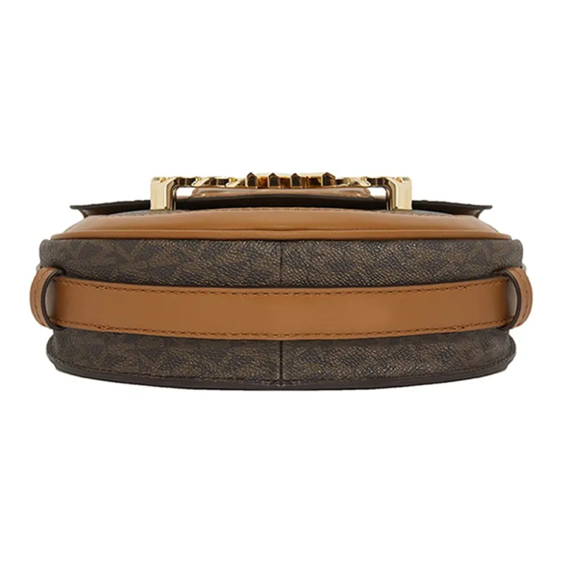 MICHAEL KORS Hally PVC Saddle Bag, Crossbody Bag, Shoulder Bag Women's Dark Brown/Acorn Brown-4