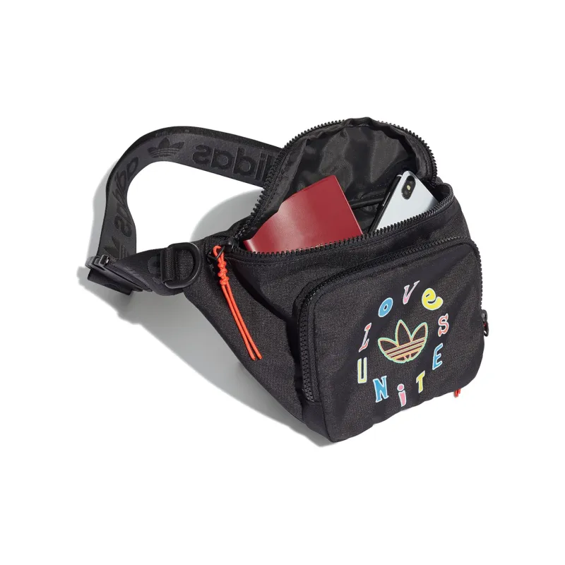 Adidas Originals Polyester One Shoulder Sling Bag Fanny Pack Unisex Black-4