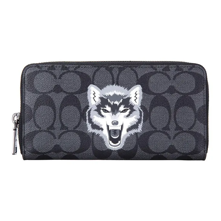 COACH Accordion Zip Canvas Wallets Clutches Regular Men's Black-0
