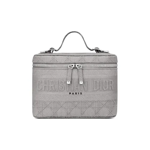 DIOR Canvas Handbag Canvas Bag Makeup Bag Women's Gray