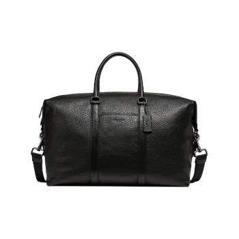 COACH Trekker Leather Handbag, Shoulder Bag, Crossbody Bag, Travel Bag Large Size Men's Black