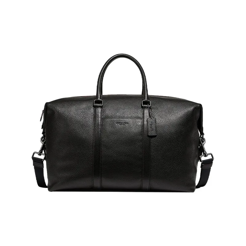 COACH Trekker Leather Handbag, Shoulder Bag, Crossbody Bag, Travel Bag Large Size Men's Black-0