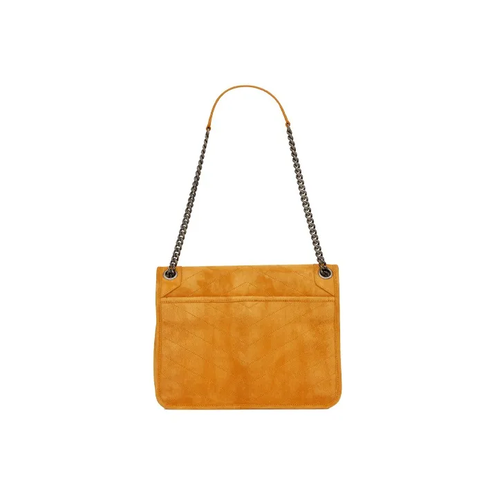 SAINT LAURENT Niki Embossed Suede Hobo Bag Shoulder Bag Crossbody Bag Medium Size Women's Cork Color-2