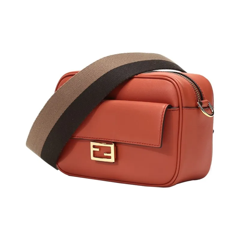 FENDI Leather Camera Bags Crossbody Bag Shoulder Bag Mini Women's Brick Red-1