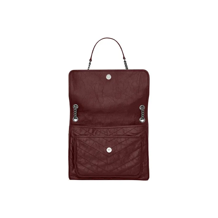SAINT LAURENT Niki Leather Shoulder Bag Crossbody Bag Handbag Large Size Women's Burgundy-4