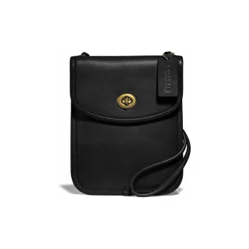 COACH Originals Cow Leather Cell Phone Pouch, Crossbody Bag Men's Black