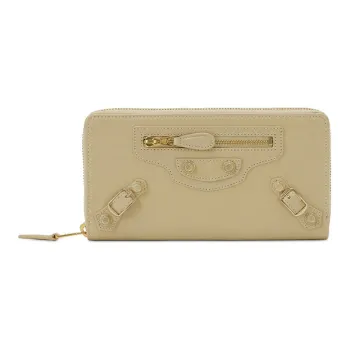Balenciaga Leather Wallet Small Size Women's Light Coffee