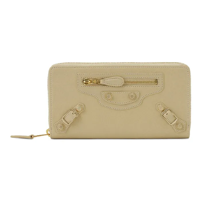 Balenciaga Leather Wallet Small Size Women's Light Coffee-0
