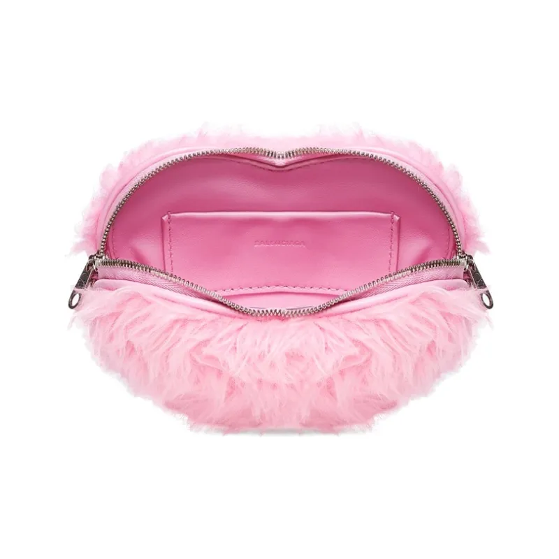 Balenciaga Faux Fur Coin Purse Clutch Regular Women's Pink-4