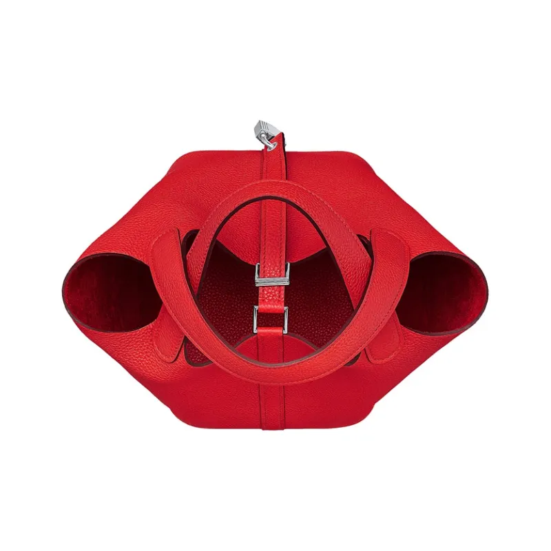 HERMES Picotin Lock Maurice Bullock Leather Bucket Bag Handbag Women's Heart Red-2