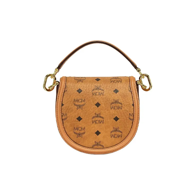 MCM Leather Shoulder Bag Mini Women's Cognac-1