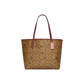 COACH City Leather Tote Bag, Shopping Bag, Handbag, Shoulder Bag Women's Brown