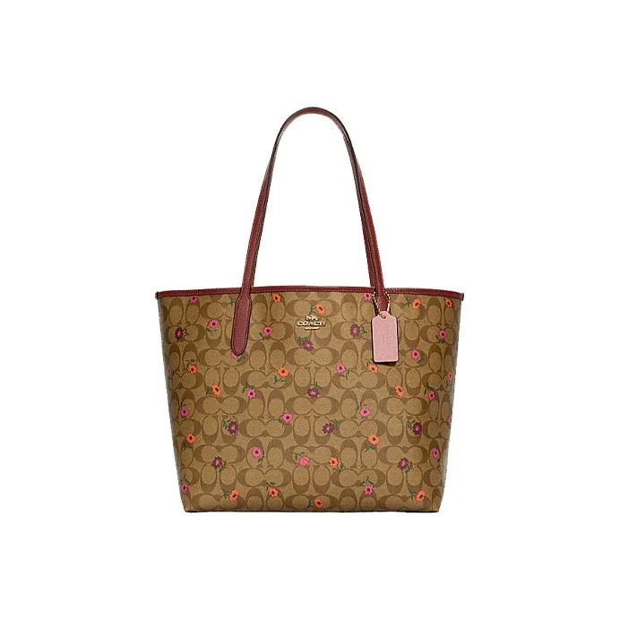 COACH City Leather Tote Bag, Shopping Bag, Handbag, Shoulder Bag Women's Brown-0