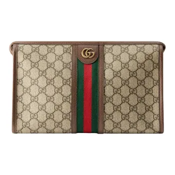 GUCCI Ophidia Canvas With Leather Toiletry Bags Clutches Regular Men's Ebony/Brown